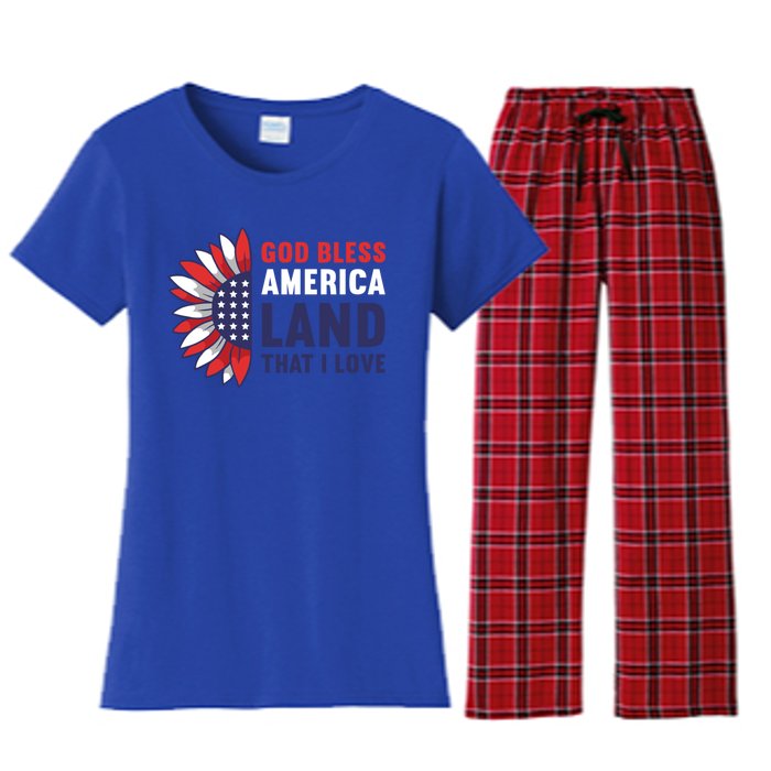 God Bless America Land That I Love Usa American 4th Of July Gift Women's Flannel Pajama Set