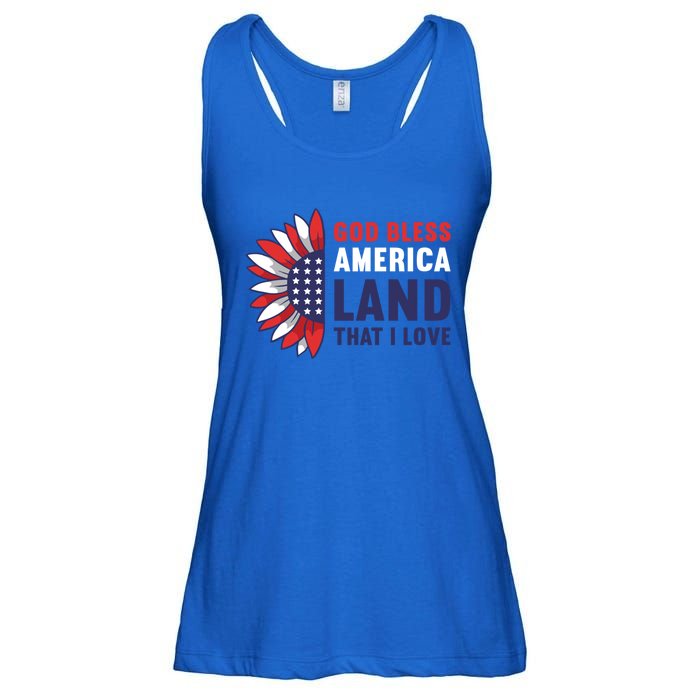 God Bless America Land That I Love Usa American 4th Of July Gift Ladies Essential Flowy Tank