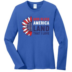 God Bless America Land That I Love Usa American 4th Of July Gift Ladies Long Sleeve Shirt