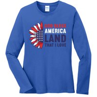 God Bless America Land That I Love Usa American 4th Of July Gift Ladies Long Sleeve Shirt