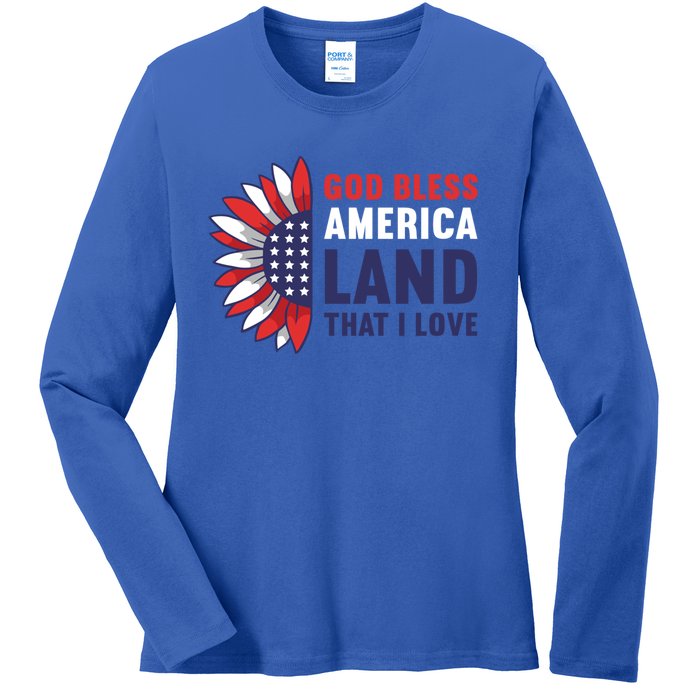 God Bless America Land That I Love Usa American 4th Of July Gift Ladies Long Sleeve Shirt