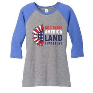 God Bless America Land That I Love Usa American 4th Of July Gift Women's Tri-Blend 3/4-Sleeve Raglan Shirt