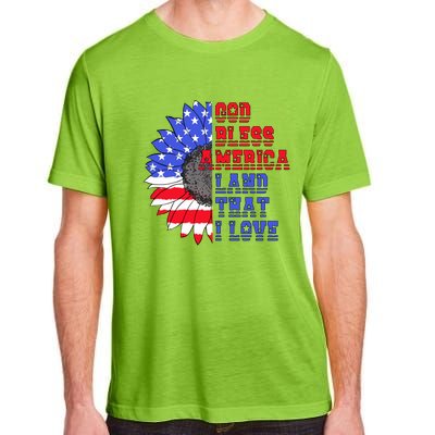 God Bless America Land That I Love American Flag Sunflower Gift Adult ChromaSoft Performance T-Shirt