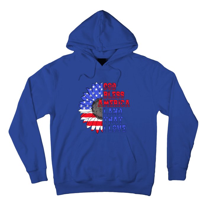 God Bless America Land That I Love American Flag Sunflower Gift Hoodie