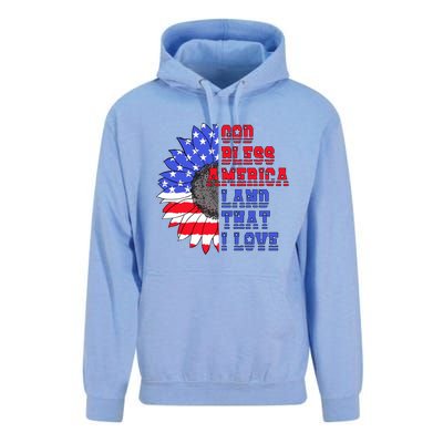 God Bless America Land That I Love American Flag Sunflower Gift Unisex Surf Hoodie