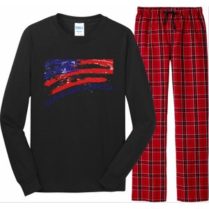 God Bless America Gifgift Usa Us Flag Pariotic Long Sleeve Pajama Set