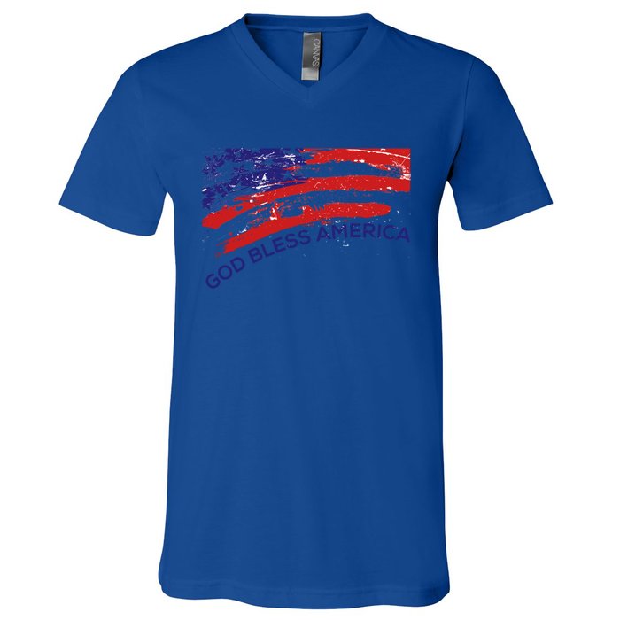 God Bless America Gifgift Usa Us Flag Pariotic V-Neck T-Shirt