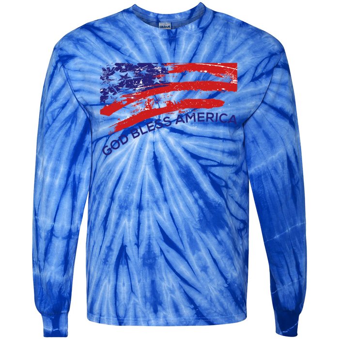 God Bless America Gifgift Usa Us Flag Pariotic Tie-Dye Long Sleeve Shirt