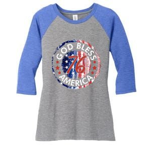 God Bless America The Spirit 76 American Flag 4th Of July Meaningful Gift Women's Tri-Blend 3/4-Sleeve Raglan Shirt