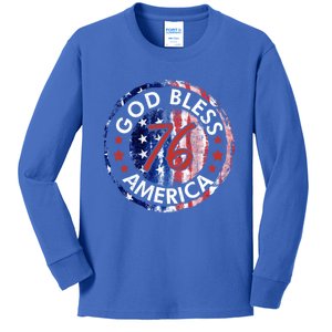 God Bless America The Spirit 76 American Flag 4th Of July Meaningful Gift Kids Long Sleeve Shirt