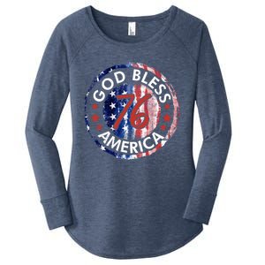 God Bless America The Spirit 76 American Flag 4th Of July Meaningful Gift Women's Perfect Tri Tunic Long Sleeve Shirt