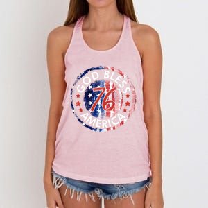 God Bless America The Spirit 76 American Flag 4th Of July Meaningful Gift Women's Knotted Racerback Tank