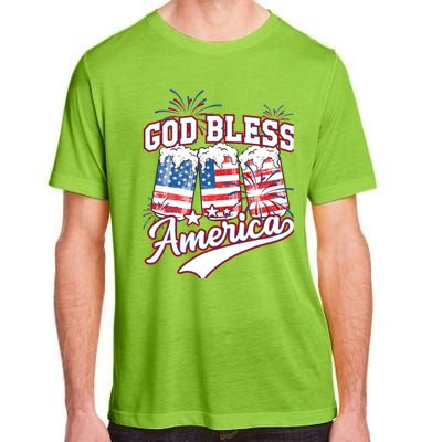 God Bless America 4th Of July Beer Us Flag Fireworks Gift Adult ChromaSoft Performance T-Shirt