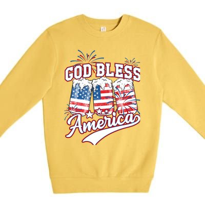 God Bless America 4th Of July Beer Us Flag Fireworks Gift Premium Crewneck Sweatshirt