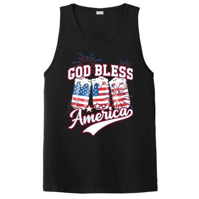 God Bless America 4th Of July Beer Us Flag Fireworks Gift PosiCharge Competitor Tank