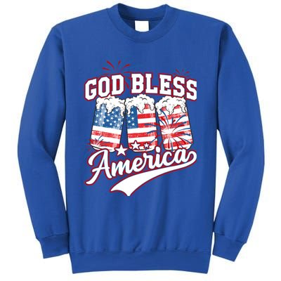 God Bless America 4th Of July Beer Us Flag Fireworks Gift Sweatshirt