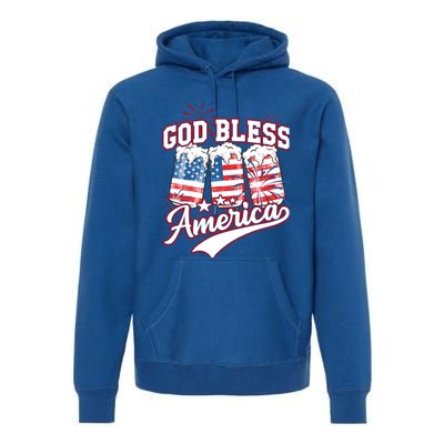 God Bless America 4th Of July Beer Us Flag Fireworks Gift Premium Hoodie