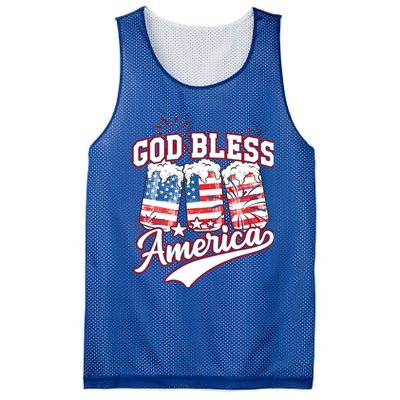 God Bless America 4th Of July Beer Us Flag Fireworks Gift Mesh Reversible Basketball Jersey Tank