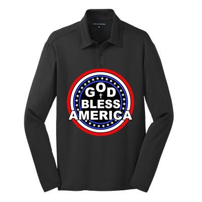 God Bless America Meaningful Gift Silk Touch Performance Long Sleeve Polo