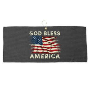 God Bless America Usa Flag 4th Of July Patriotic Gift Large Microfiber Waffle Golf Towel