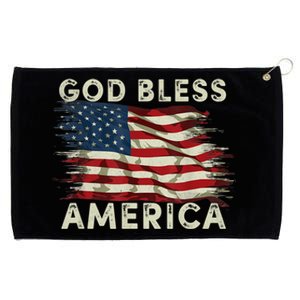 God Bless America Usa Flag 4th Of July Patriotic Gift Grommeted Golf Towel