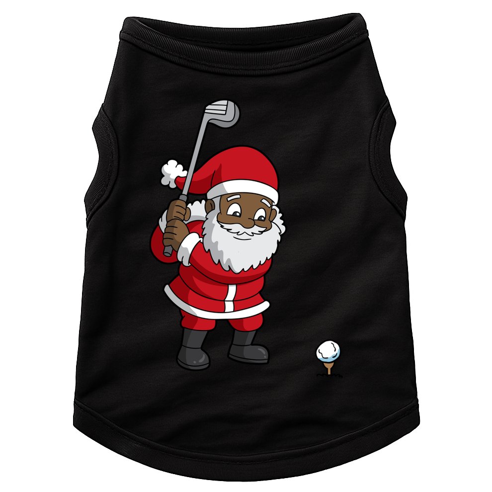 Golf Black African American Santa Claus Golfer Golfing Dad Great Gift Doggie Tank