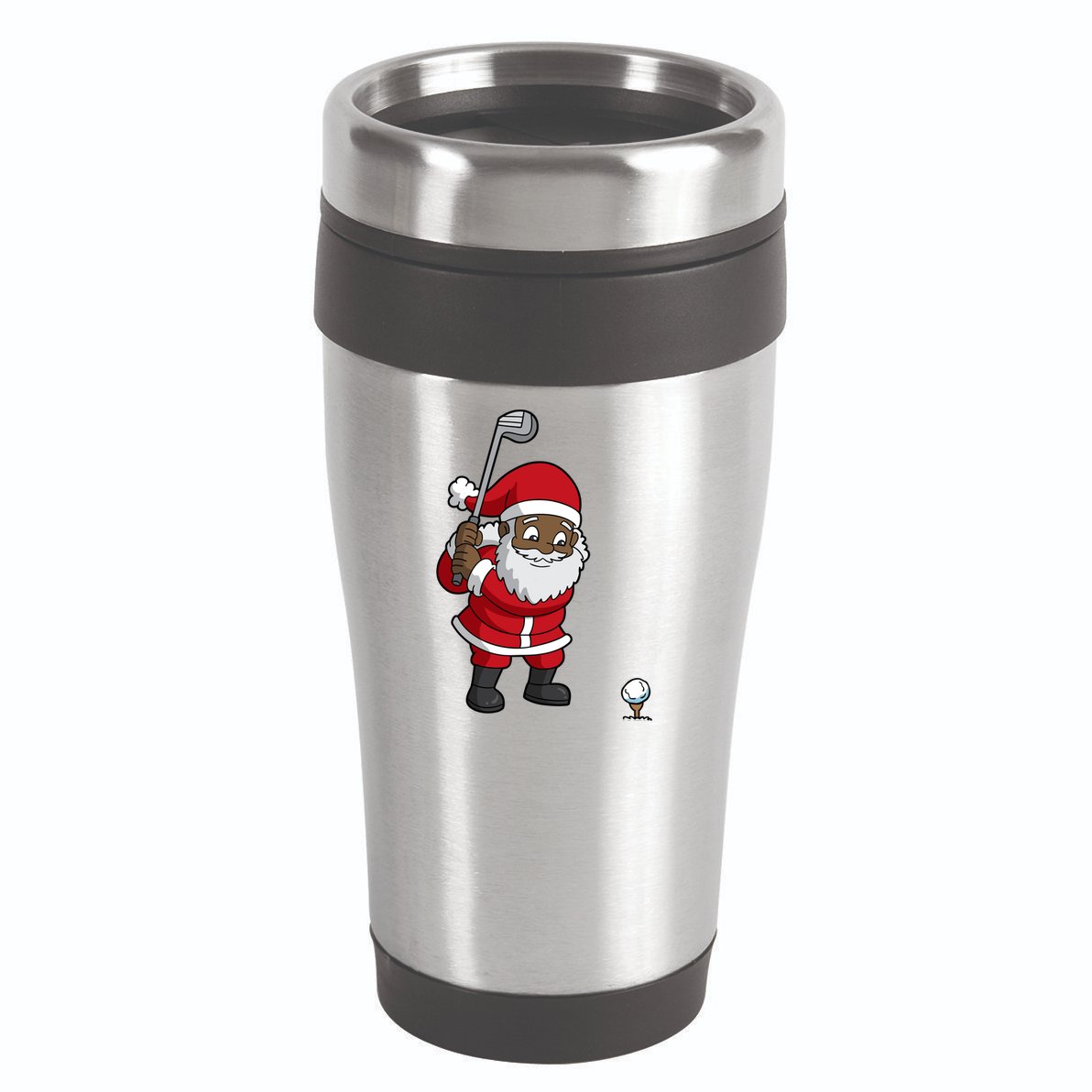 Golf Black African American Santa Claus Golfer Golfing Dad Great Gift 16oz Travel Tumbler