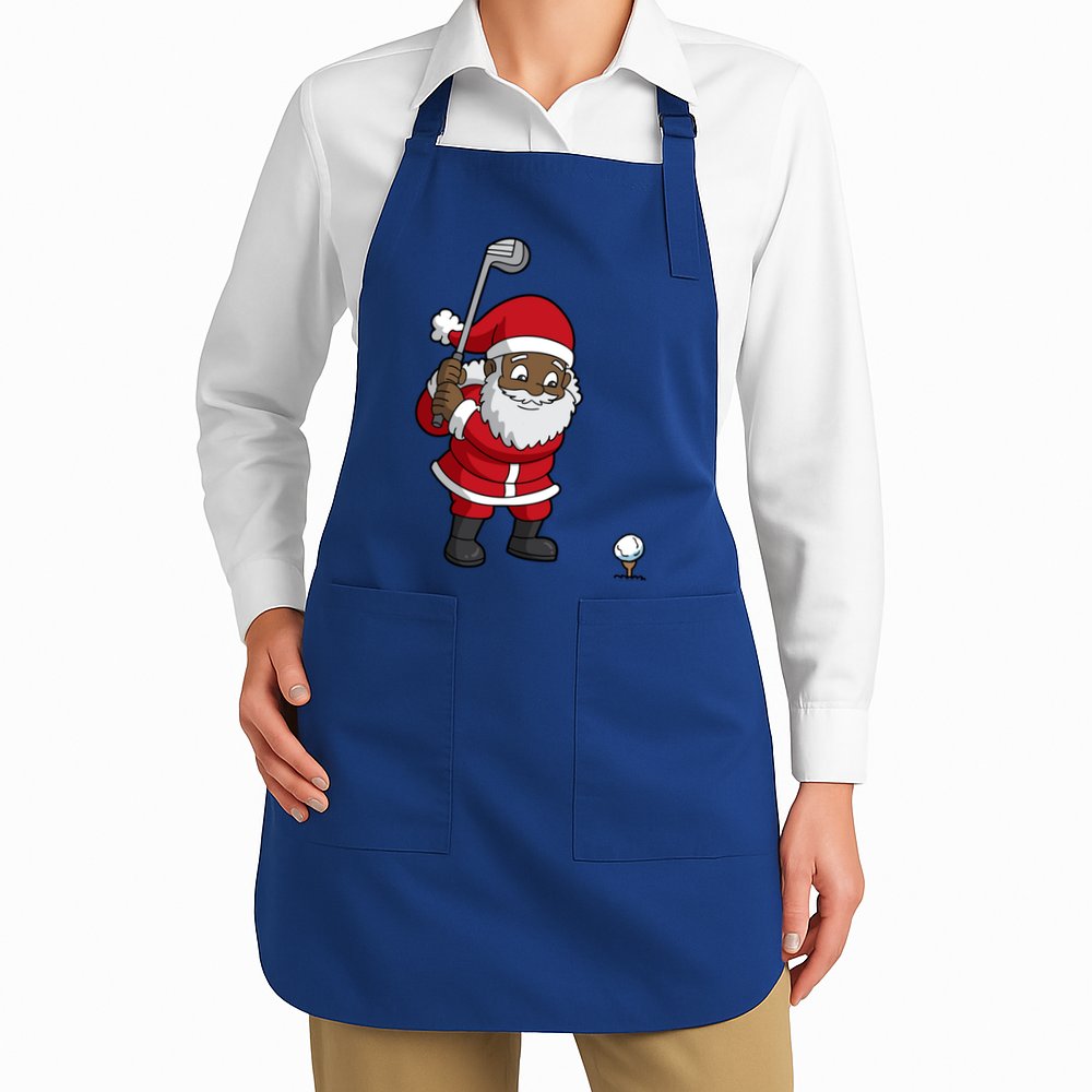Golf Black African American Santa Claus Golfer Golfing Dad Great Gift Apron