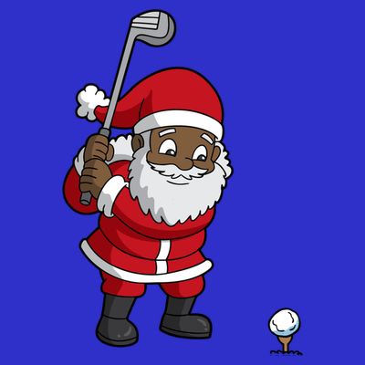 Golf Black African American Santa Claus Golfer Golfing Dad Great Gift T-Shirt