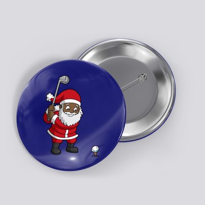 Golf Black African American Santa Claus Golfer Golfing Dad Great Gift Button