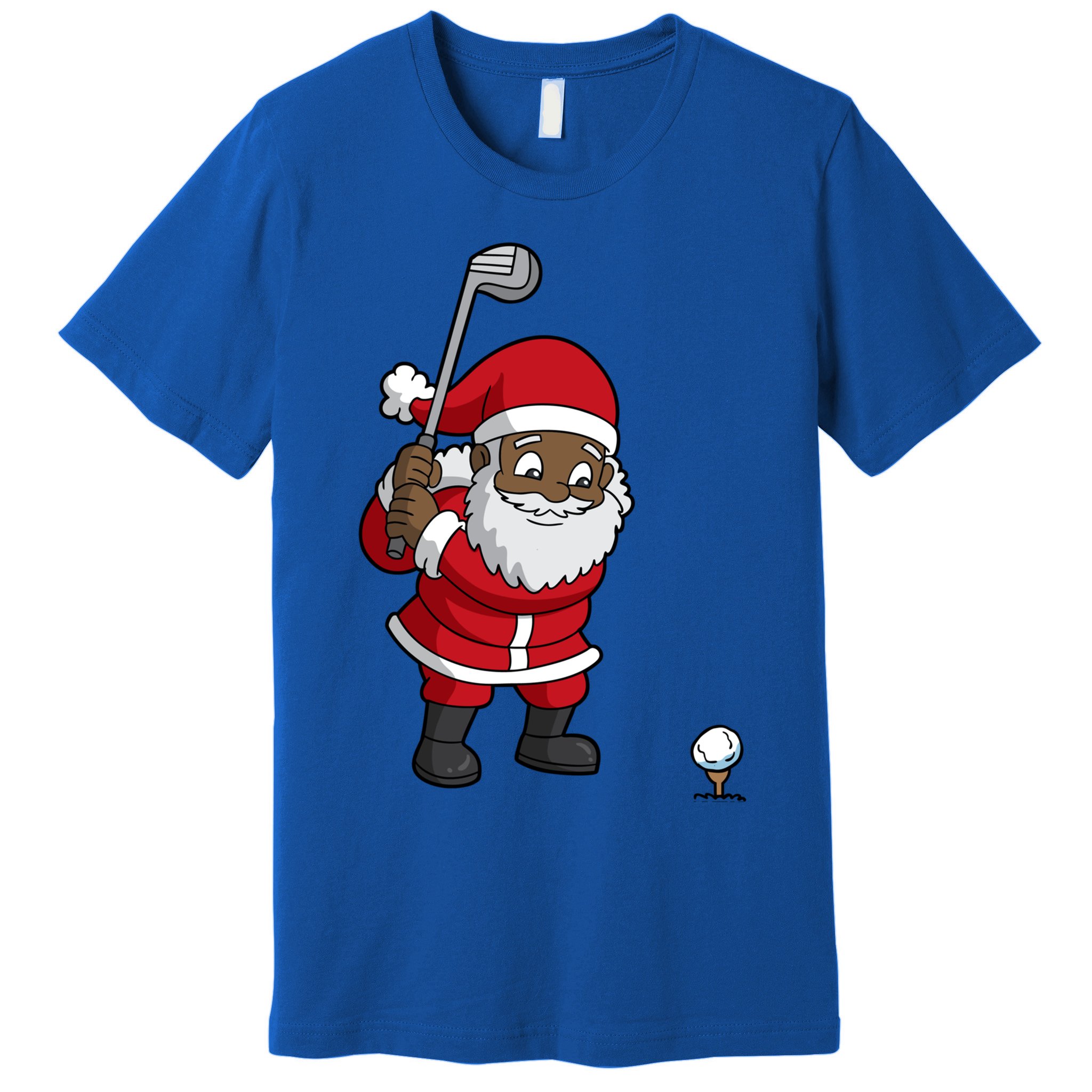 Golf Black African American Santa Claus Golfer Golfing Dad Great Gift Premium T-Shirt