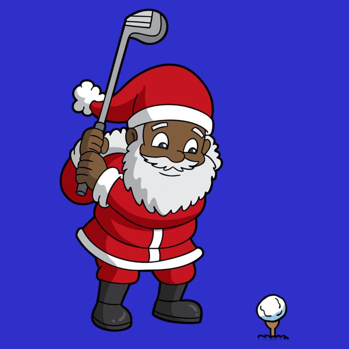Golf Black African American Santa Claus Golfer Golfing Dad Great Gift Premium T-Shirt