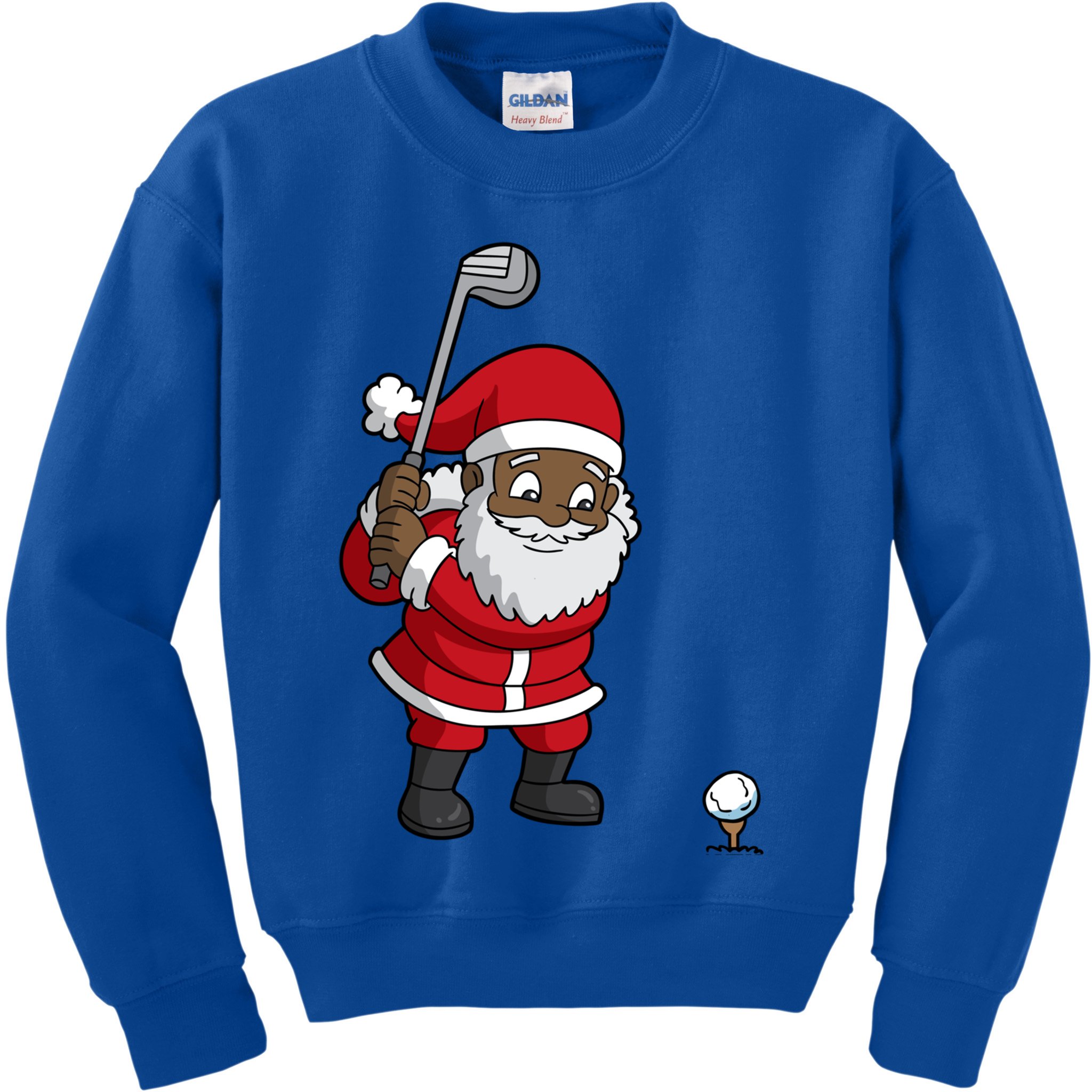 Golf Black African American Santa Claus Golfer Golfing Dad Great Gift Kids Sweatshirt