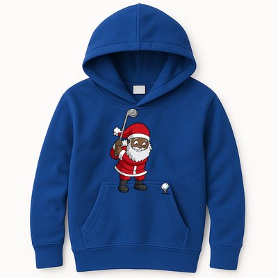 Golf Black African American Santa Claus Golfer Golfing Dad Great Gift Kids Hoodie