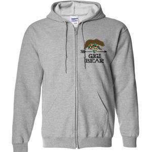 Gigi Bear Autism Awareness Autism Gigi Tee Full Zip Hoodie