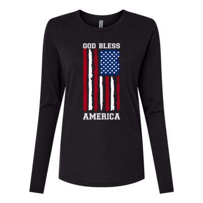 God Bless America Us Flag 4th Of July Gift Womens Cotton Relaxed Long Sleeve T-Shirt