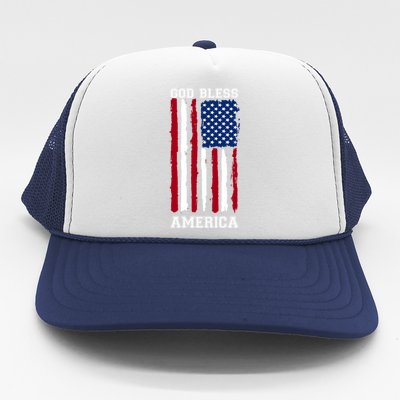 God Bless America Us Flag 4th Of July Gift Trucker Hat