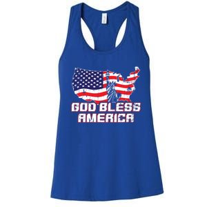 God Bless America Happy Independence Day Party July 4th Meaningful Gift Women's Racerback Tank