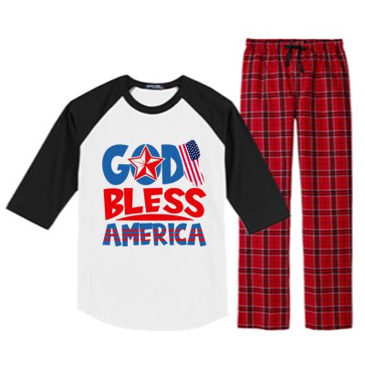 God Bless America American Flag God Bless America Gift Raglan Sleeve Pajama Set