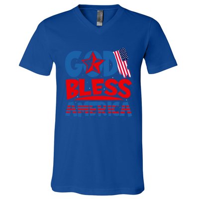 God Bless America American Flag God Bless America Gift V-Neck T-Shirt