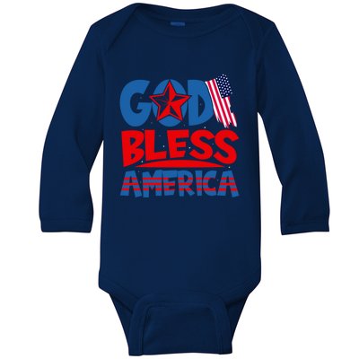 God Bless America American Flag God Bless America Gift Baby Long Sleeve Bodysuit