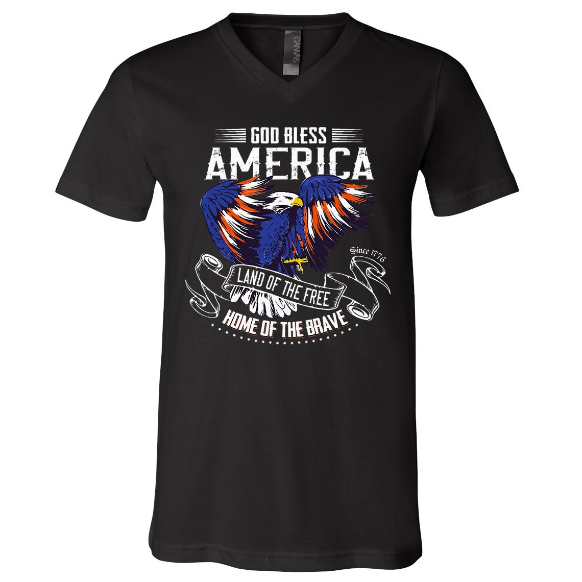 God Bless America Eagle Land Of The Free Home Of The Brave V-Neck T-Shirt