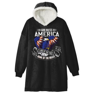 God Bless America Eagle Land Of The Free Home Of The Brave Hooded Wearable Blanket