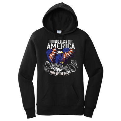 God Bless America Eagle Land Of The Free Home Of The Brave Women's Pullover Hoodie