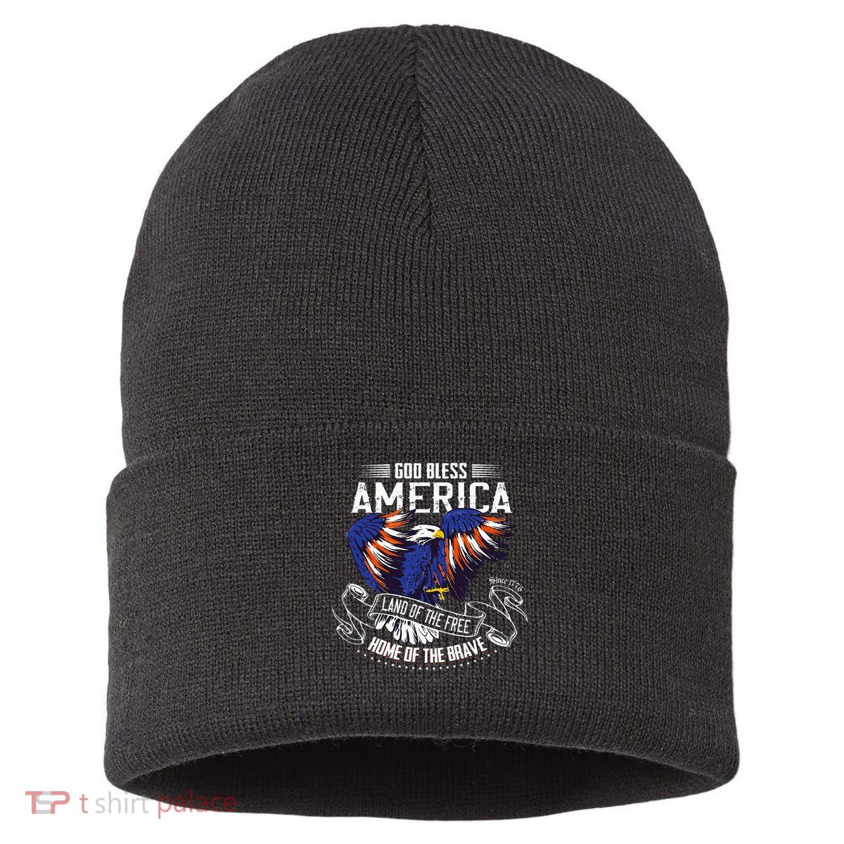 God Bless America Eagle Land Of The Free Home Of The Brave Sustainable Knit Beanie
