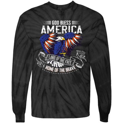 God Bless America Eagle Land Of The Free Home Of The Brave Tie-Dye Long Sleeve Shirt