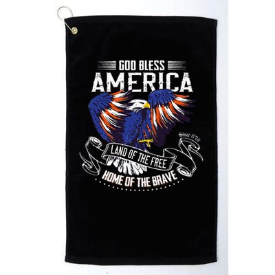 God Bless America Eagle Land Of The Free Home Of The Brave Golf Towel