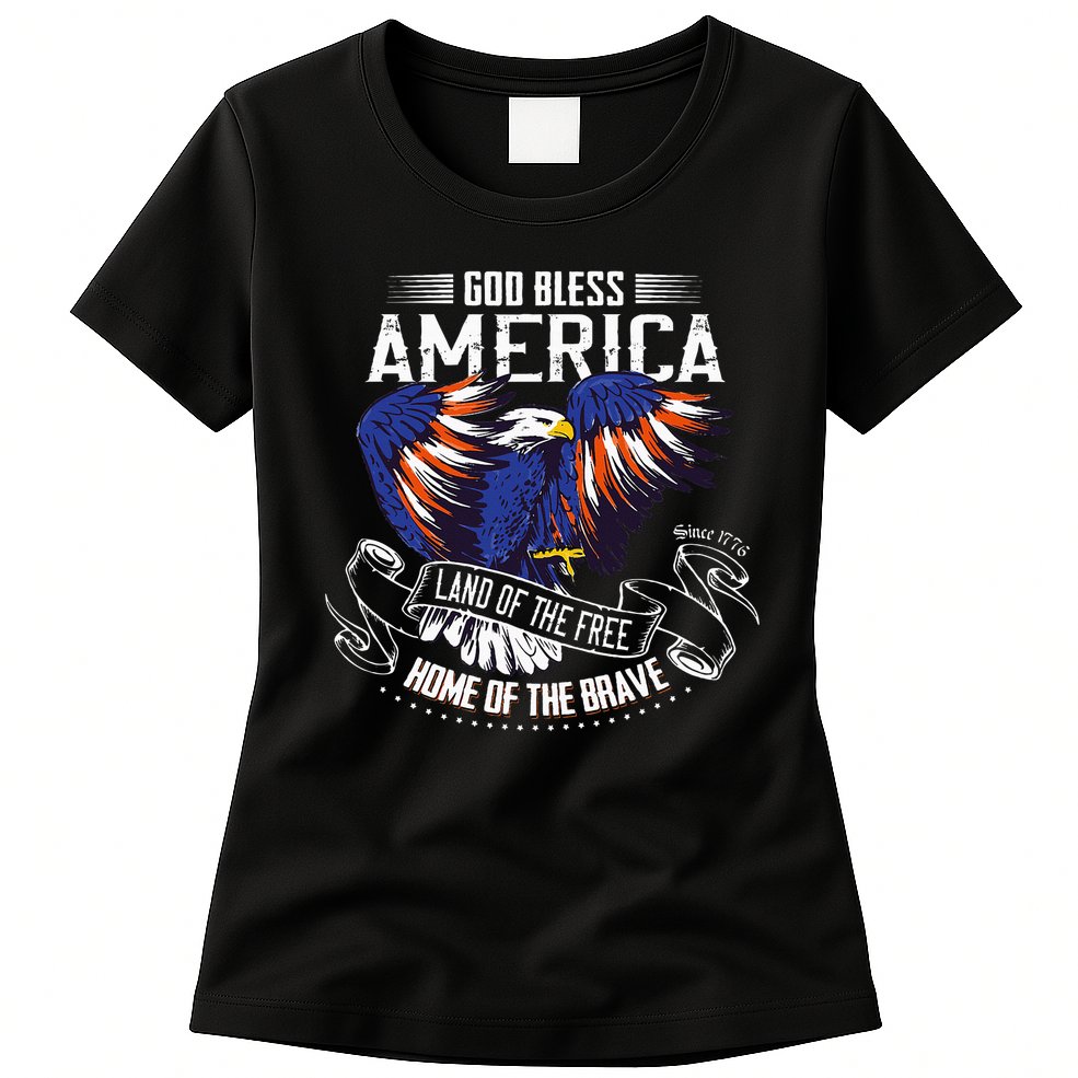 God Bless America Eagle Land Of The Free Home Of The Brave Womens T-Shirt