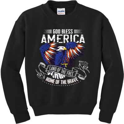 God Bless America Eagle Land Of The Free Home Of The Brave Kids Sweatshirt