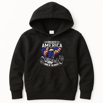 God Bless America Eagle Land Of The Free Home Of The Brave Kids Hoodie